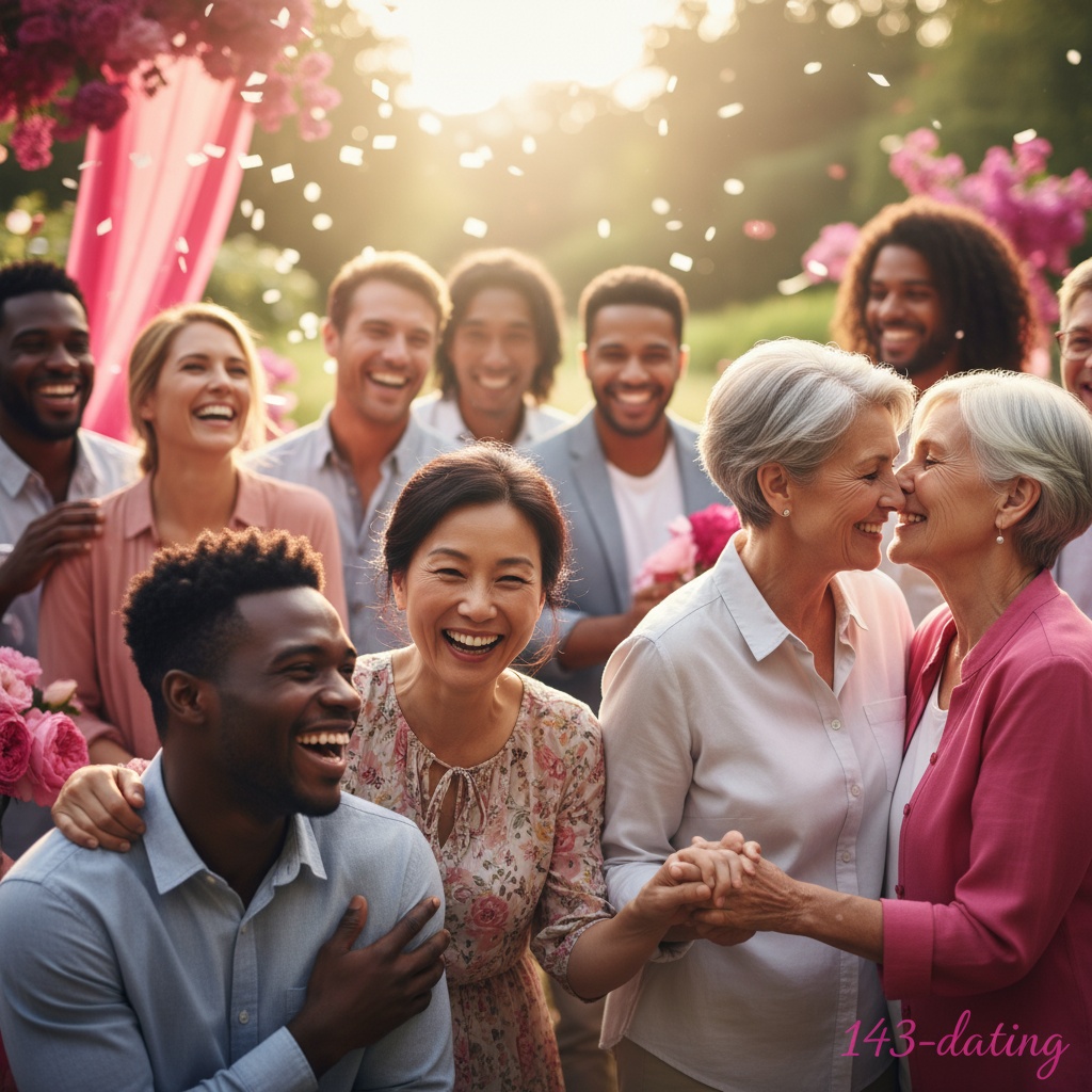 Diverse couples celebrating love and connection